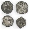 Image 1 : Lot of four Potosi, Bolivia, cob 4 reales, Charles II and Philip V, dates as follows: 1684VR, 1685VR