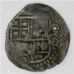 Guatemala, "moclon" 2 reales, crown countermark (1662) on a Potosi, Bolivia, cob 2 reales, Philip IV