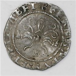 Seville, Spain, 1/2 real, Ferdinand-Isabel, no assayer, mintmark S below yoke.