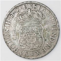 Potosi, Bolivia, pillar 4 reales, Charles III, 1769JR, fancy 9.