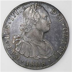 Potosi, Bolivia, bust 8 reales, Charles IV, 1808PJ.