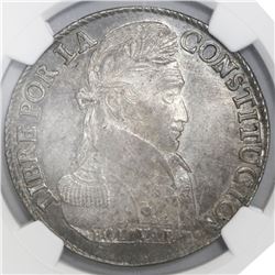 Potosi, Bolivia, 8 soles, 1838LM, NGC AU 55.