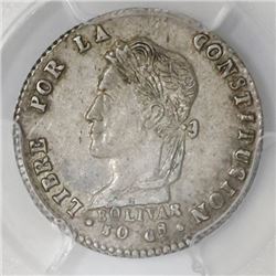 Potosi, Bolivia, 1 sol, 1863/2FP, PCGS AU58, finest known in PCGS census.