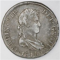 Santiago, Chile, bust 8 reales, Ferdinand VII, 1815FJ.