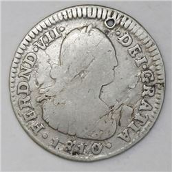 Bogota, Colombia, bust 1 real, Ferdinand VII (bust of Charles IV), 1810JF/JJ, no dot between IND and