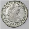 Image 1 : Bogota, Colombia, bust 1 real, Ferdinand VII (bust of Charles IV), 1819FJ, inverted J.