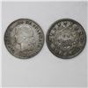 Image 1 : Lot of two Colombia coins: Popayan, 1 decimo, 1864, 0.900 fineness; Medellin, 10 centavos, 1885, 0.8