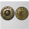 Image 2 : Lot of two Costa Rican brass coffee tokens, 1890s.