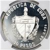 Image 2 : Cuba, proof 10 pesos, 1990, Barcelona Olympics / Basketball, NGC PF 67 Ultra Cameo.
