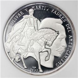 Cuba, proof piefort 10 pesos, 1993, Bolivar and Marti, PF 66 Ultra Cameo.