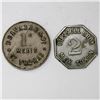 Image 2 : Lot of two St. Thomas, Danish West Indies, copper-nickel merchant tokens, ca. 1880 and 1890.