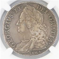 Great Britain (London, England), half crown, George II, 1746, with Lima below bust, NGC XF 40.