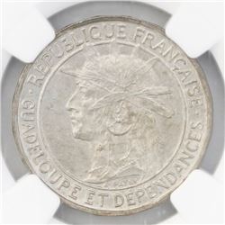 Guadeloupe, 1 franc, 1921, NGC MS 63.