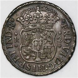 Mexico City, Mexico, pillar 2 reales, Ferdinand VI, 1751/41M, ex-Bir.