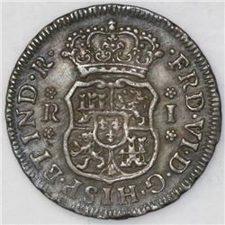 Mexico City, Mexico, pillar 1 real, Ferdinand VI, 1756M.