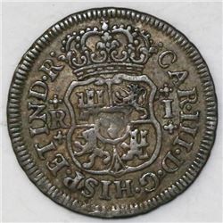 Mexico City, Mexico, pillar 1 real, Charles III, 1764M.