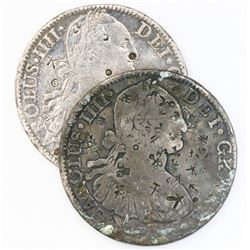 Lot of two Mexico City, Mexico, bust 8 reales, Charles IV, assayer FM, 1794 and 179(?), both with ch