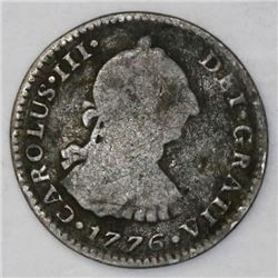 Mexico City, Mexico, bust 1 real, Charles III, 1776FM, desirable date.