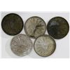 Image 1 : Lot of five Mexican cap-and-rays 8 reales, various mints and dates: 1872HoPR, 1887PiMR, 1892ZsFZ, 18