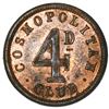 Image 2 : New Zealand, copper fourpence token, 1905, Wanganui Cosmopolitan Club.
