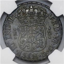 Lima, Peru, pillar 2 reales, Ferdinand VI, 1759JM, NGC VF 30.