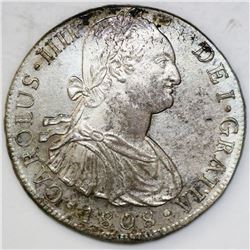 Lima, Peru, bust 8 reales, Charles IV, 1808JP.