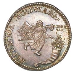 Potosi, Bolivia, 1 sol-sized silver medal, 1839, Constitution, NGC MS 63, ex-Cotoca.