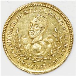 Potosi, Bolivia, 1 escudo-sized gold proclamation medal, 1854MY, Belzu, ex-Reinhart, ex-Cotoca.