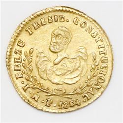 Potosi, Bolivia, 1/2 escudo-sized gold proclamation medal, 1854MY, Belzu, ex-Cotoca.