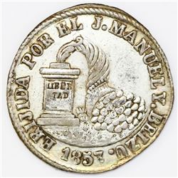 Potosi, Bolivia, 2 soles-sized silver proclamation medal, 1854, Belzu, ex-Cotoca.