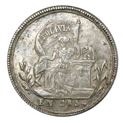 Potosi, Bolivia, 1 sol-sized silver proclamation medal, 1854, Belzu, ex-Cotoca.