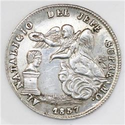 Potosi, Bolivia, 1 sol-sized silver proclamation medal, 1857, Cordova / Linares, ex-Cotoca.