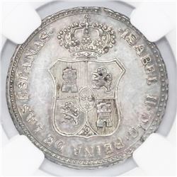 Santa Maria del Rosario, Cuba, silver proclamation medal, Isabel II, 1834, NGC AU 58, finest and onl