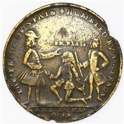 Great Britain, copper-alloy medal, Admiral Vernon, 1741, Cartagena / Ogle / Lezo.