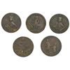 Image 1 : Lot of five Great Britain copper-alloy small-size medals of Admiral Vernon, 1739, Porto Bello (vario