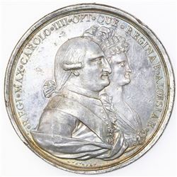 Mexico City, Mexico, large silver medal, Charles IV, 1790, Charles IV and Queen Maria Luisa, Univers