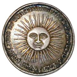 Lima, Peru, 4 reales-sized silver medal (jura), Independence / San Martin, 1821, ex-Cotoca.