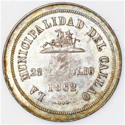 Callao, Peru, silver proclamation medal, 1862, City of Callao, ex-Cotoca.