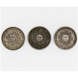 Lot of three Lima, Peru, silver proclamation medals, 1864/5 and 1868 (2), Independence / San Martin,