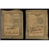 Image 1 : Lot of two Pennsylvania, Oct. 1, 1773-dated notes: 20 shillings, serial 1195, and 15 shillings, seri