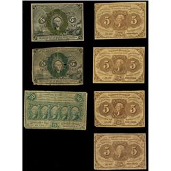 Lot of seven USA (Washington, D.C.) fractional notes, 1862-63.