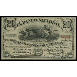 Buenos Aires, Argentina, Banco Nacional, 1-8-1873, series B, serial 86255.