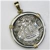 Image 2 : Potosi, Bolivia, cob 8 reales, 1654E, from the Maravillas (1656), mounted cross-side out in silver b