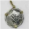Image 1 : Mexico City, Mexico, cob 1 real, Philip III, assayer not visible, mounted cross-side out in twisted-