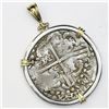 Image 2 : Potosi, Bolivia, cob 8 reales, Philip IV, assayer T, ex-"Panama hoard," mounted cross-side out in si