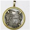 Image 1 : Potosi, Bolivia, cob 4 reales, Philip III, assayer R (curved leg), mounted in 14K gold bezel.