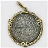 Image 2 : Madrid, Spain, milled 2 reales "pistareen," Philip V, 1723A, mounted cross-side out in rope-style 14