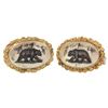 Image 1 : Gold (16K) cufflinks with scrimshaw insets showing bears, signed "KL."