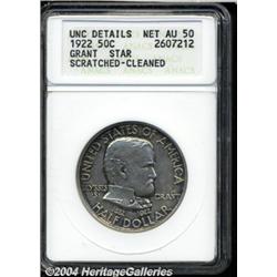 1922[50C] Grant with Star--Scratched, Cleaned--ANACS. Unc Details, Net AU50