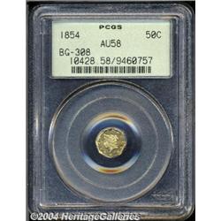 1854[50C] Liberty Octagonal 50 Cents, BG-308, R.4, AU58 PCGS.